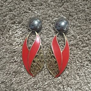 Berebi Elegant Red and Gold Earrings